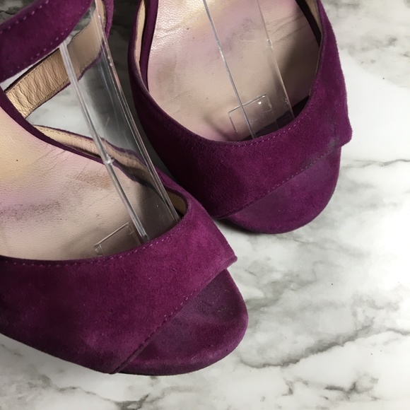 Jimmy Choo Purple Suede Strappy Open Toe Heels - Picture 2 of 8